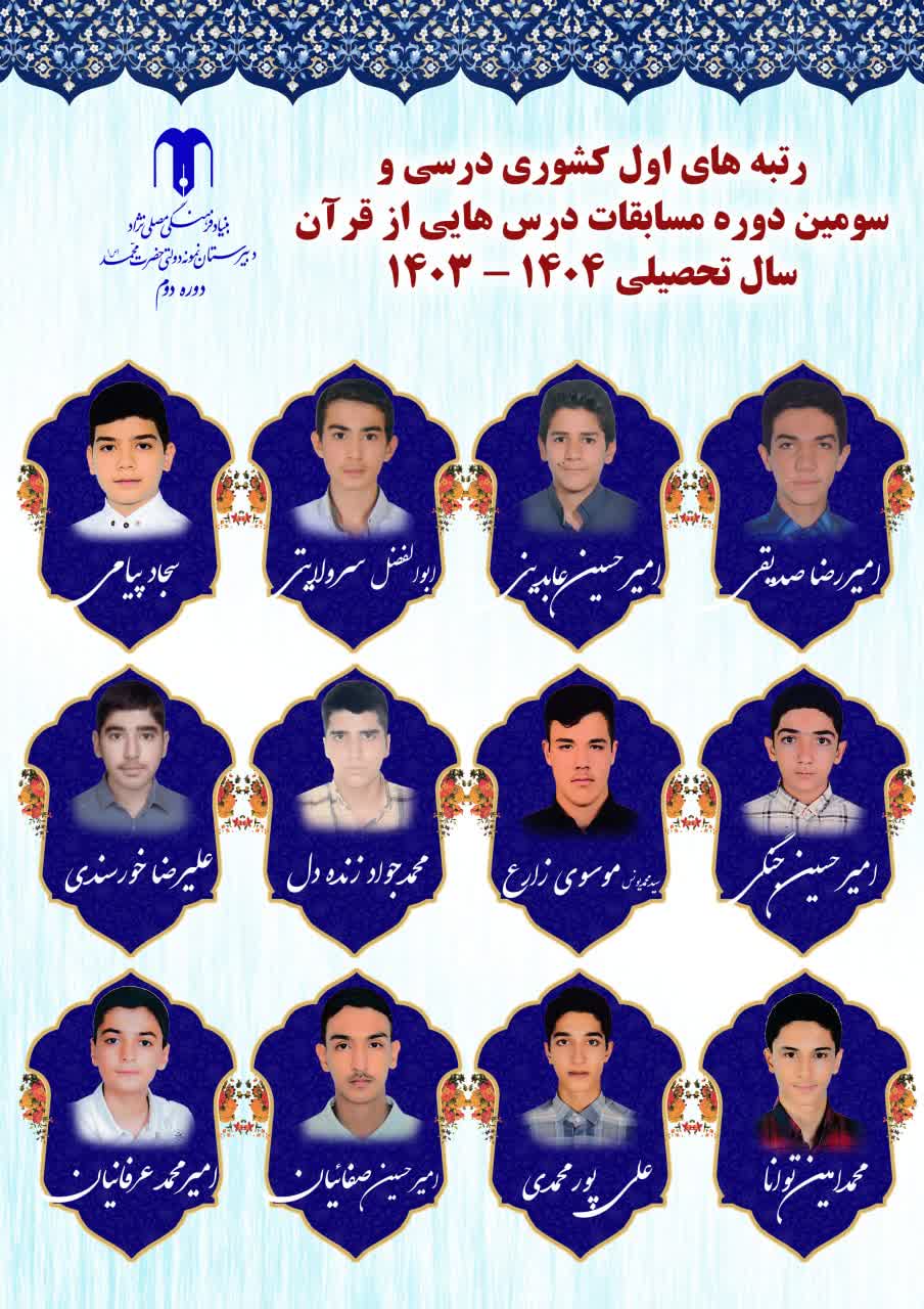 برگزیدگان مسابقه کشوری درس هایی از قرآن